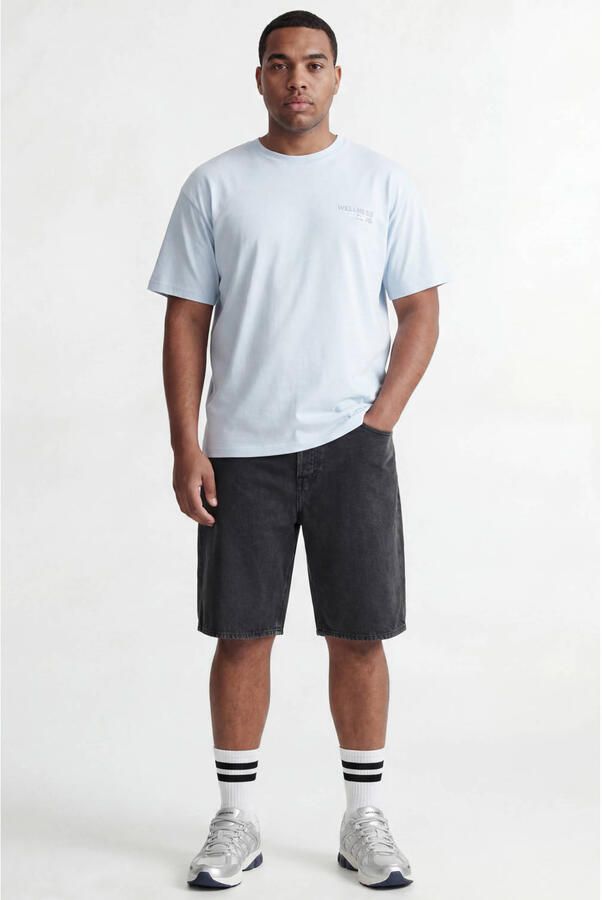 JACK & JONES PLUS SIZE regular fit T-shirt met backprint lichtblauw