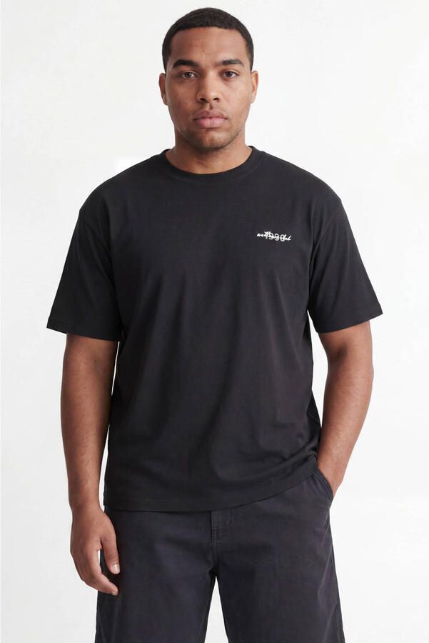 JACK & JONES PLUS SIZE regular fit T-shirt met backprint zwart