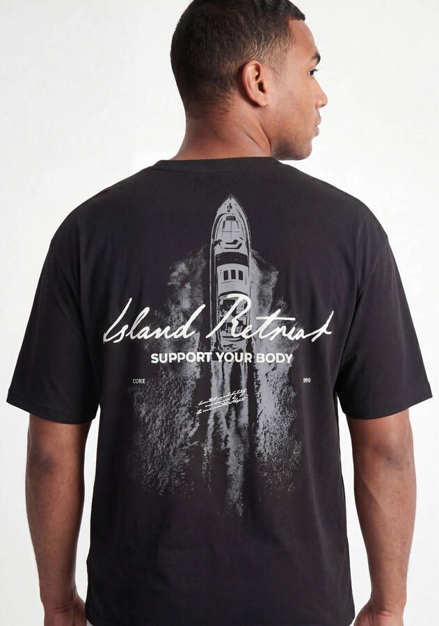 JACK & JONES PLUS SIZE regular fit T-shirt met backprint zwart - Foto 2