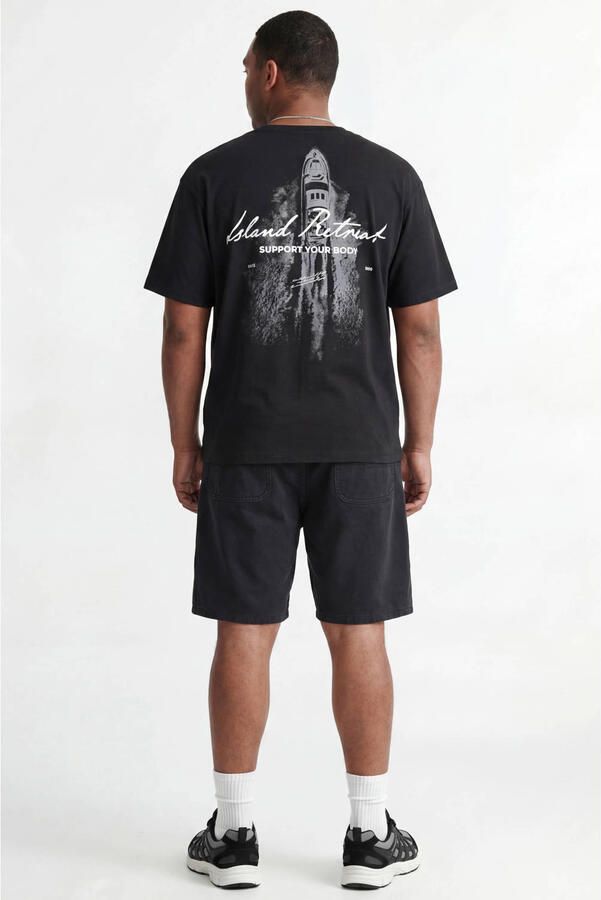 JACK & JONES PLUS SIZE regular fit T-shirt met backprint zwart - Foto 3