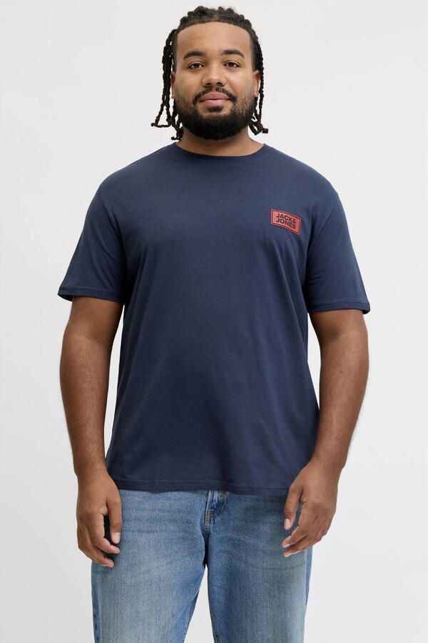 JACK & JONES PLUS SIZE regular fit T-shirt met logo donkerblauw
