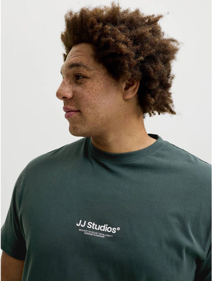 JACK & JONES PLUS SIZE regular fit T-shirt met logo donkergroen - Foto 2