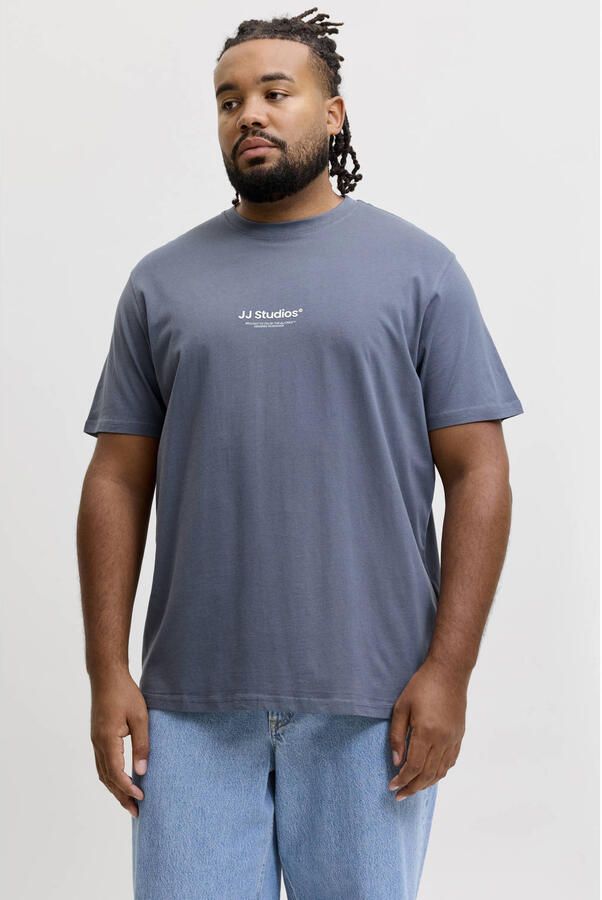 JACK & JONES PLUS SIZE regular fit T-shirt met logo grijsblauw