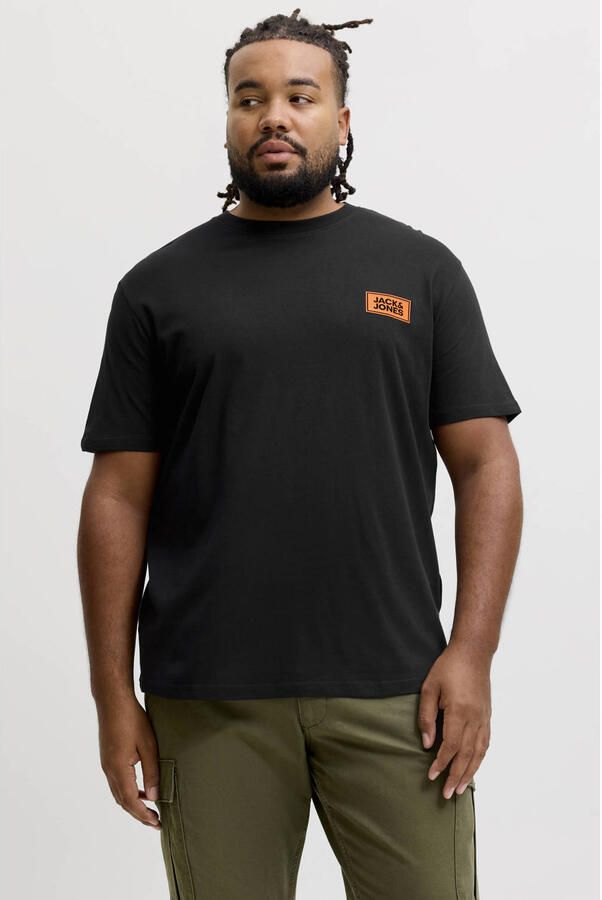 JACK & JONES PLUS SIZE regular fit T-shirt met logo zwart