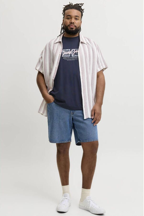 JACK & JONES PLUS SIZE regular fit T-shirt met print donkerblauw - Foto 3