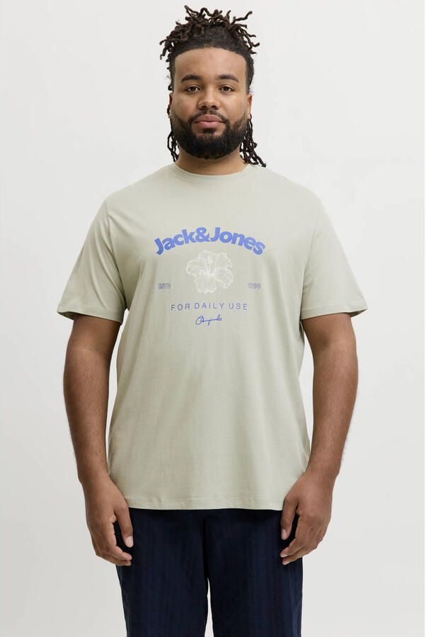 JACK & JONES PLUS SIZE regular fit T-shirt met print groen