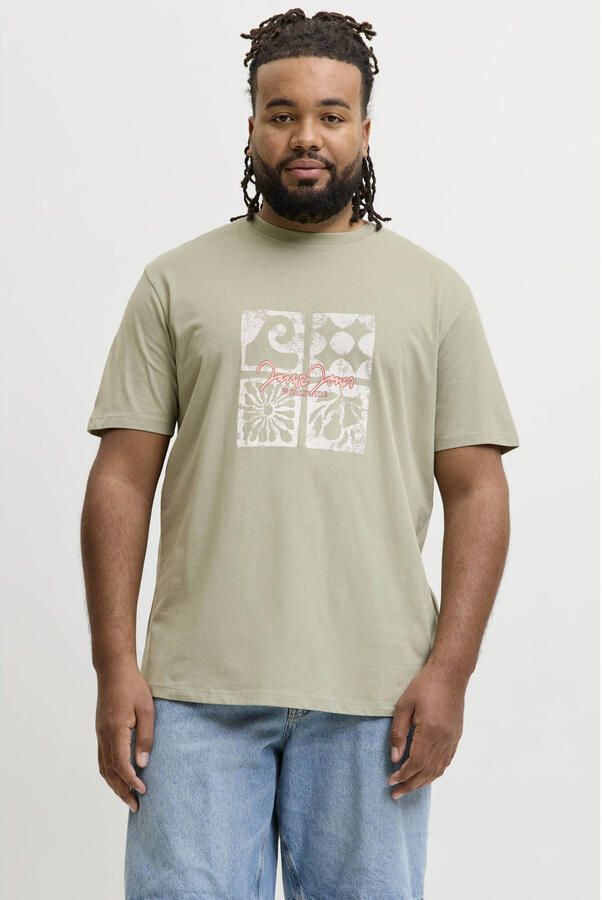 JACK & JONES PLUS SIZE regular fit T-shirt met print groen