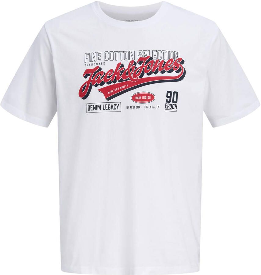 JACK & JONES PLUS SIZE regular fit T-shirt met print wit