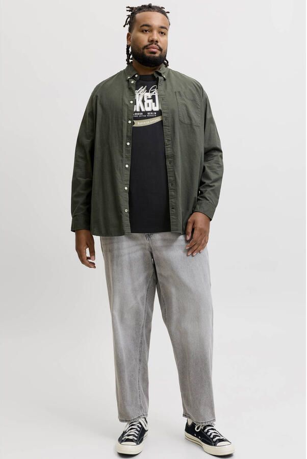 JACK & JONES PLUS SIZE regular fit T-shirt met print zwart - Foto 3