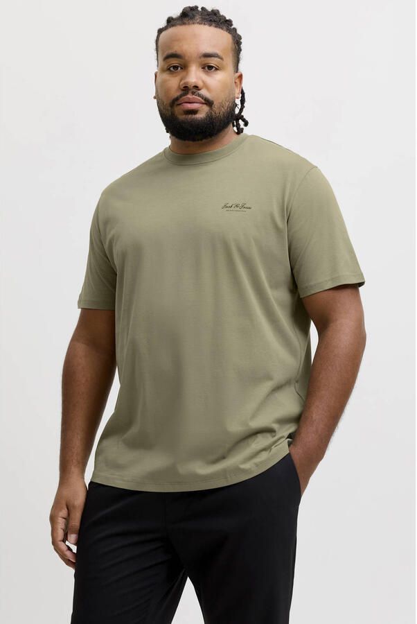 JACK & JONES PLUS SIZE regular fit T-shirt olijfgroen