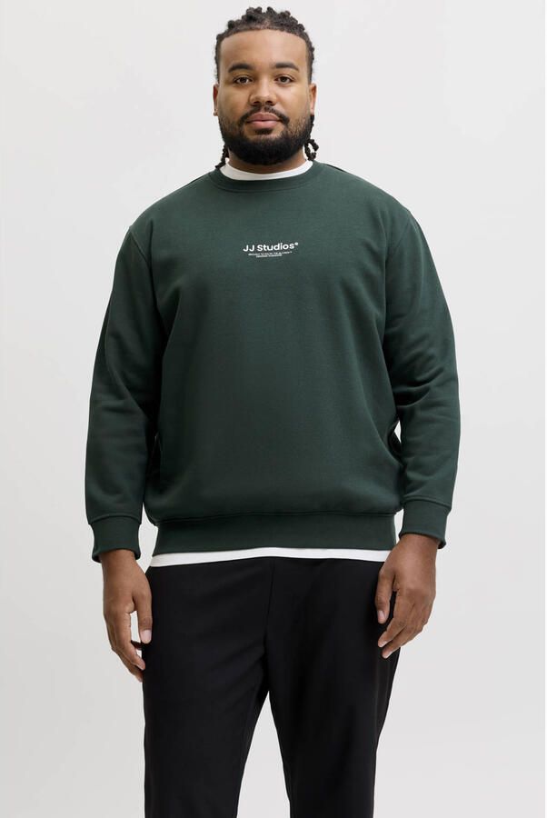 JACK & JONES PLUS SIZE regular fit trui met logo donkergroen
