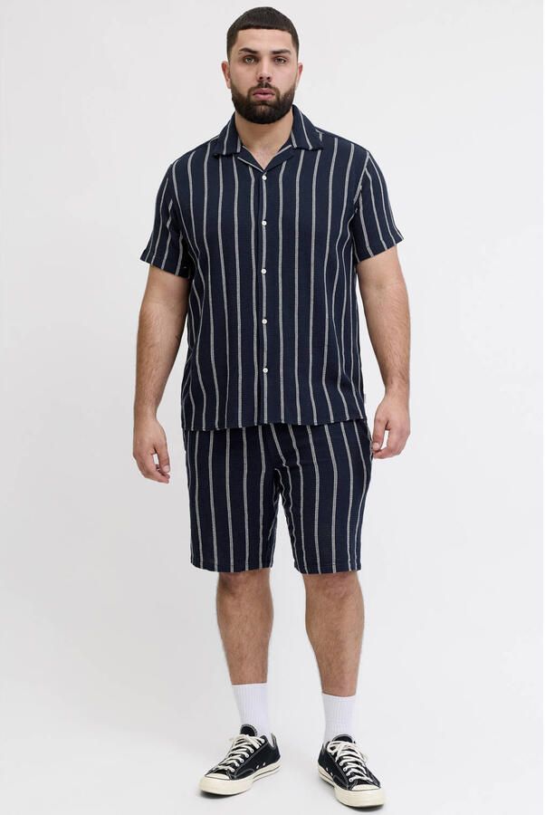 JACK & JONES PLUS SIZE regular gestreept casual overhemd met textuur Plus Size donkerblauw - Foto 2