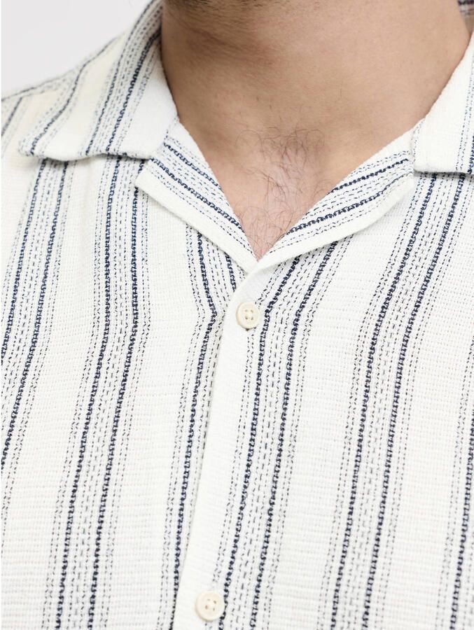 JACK & JONES PLUS SIZE regular gestreept casual overhemd met textuur Plus Size wit - Foto 2