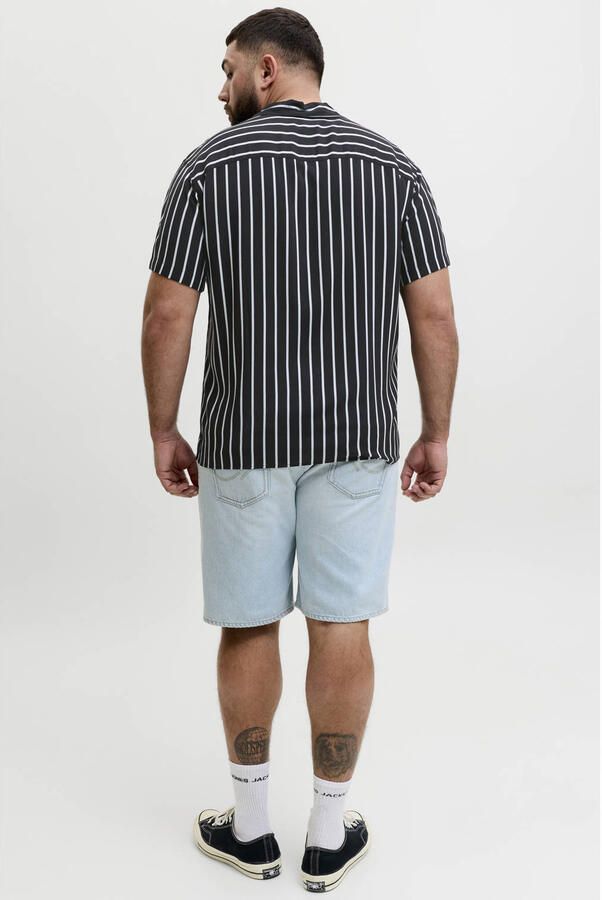 JACK & JONES PLUS SIZE regular gestreepte casual overhemd gebreid Plus Size zwart - Foto 2