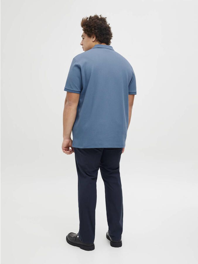 JACK & JONES PLUS SIZE regular polo met ingebreid patroon blauw