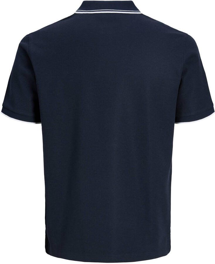 JACK & JONES PLUS SIZE regular polo met ingebreid patroon donkerblauw - Foto 2