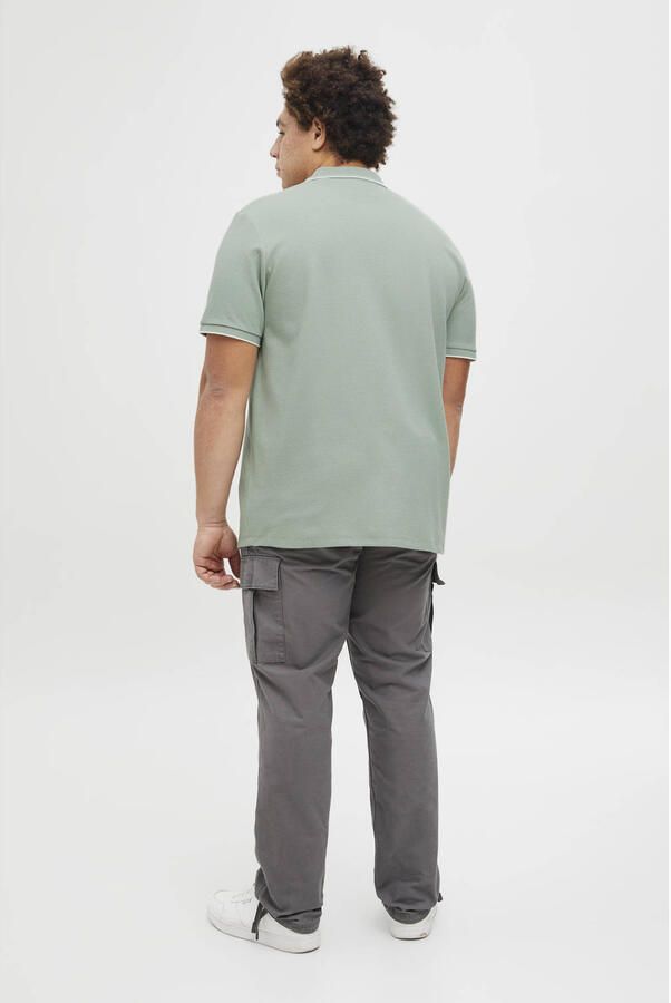 JACK & JONES PLUS SIZE regular polo met ingebreid patroon lichtgroen - Foto 2