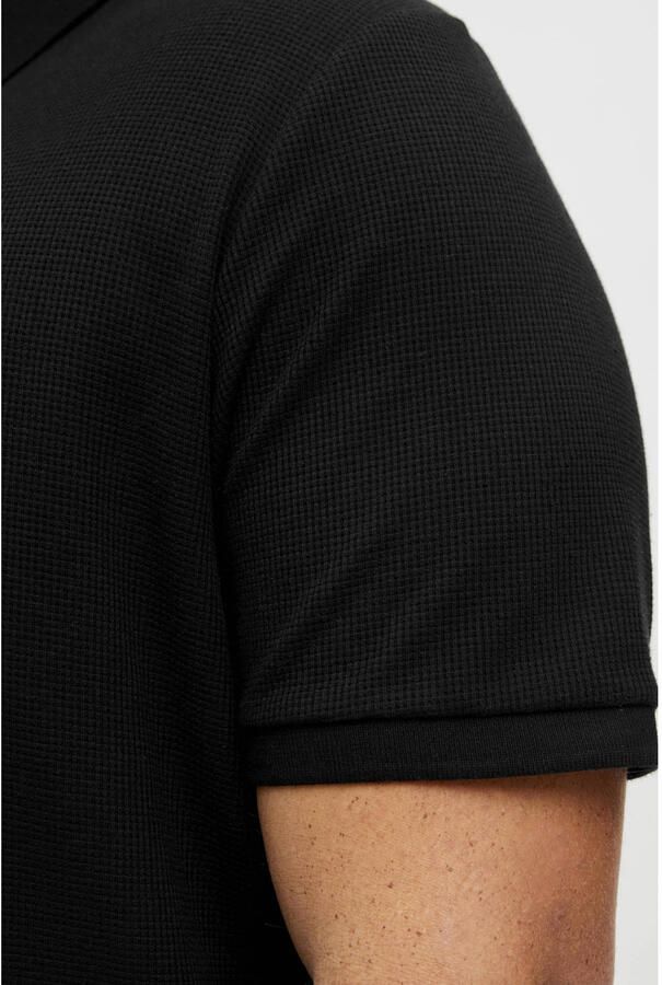 JACK & JONES PLUS SIZE regular polo met ingebreid patroon zwart