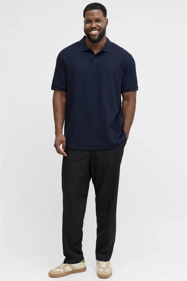 JACK & JONES PLUS SIZE regular polo met ingebreid patroon donkerblauw - Foto 2