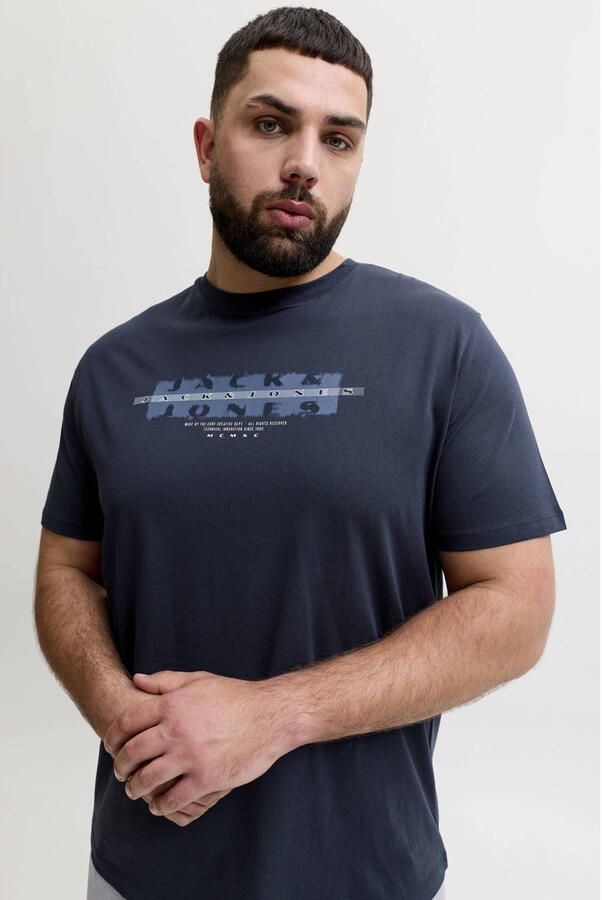 JACK & JONES PLUS SIZE regular T-shirt donkerblauw - Foto 2
