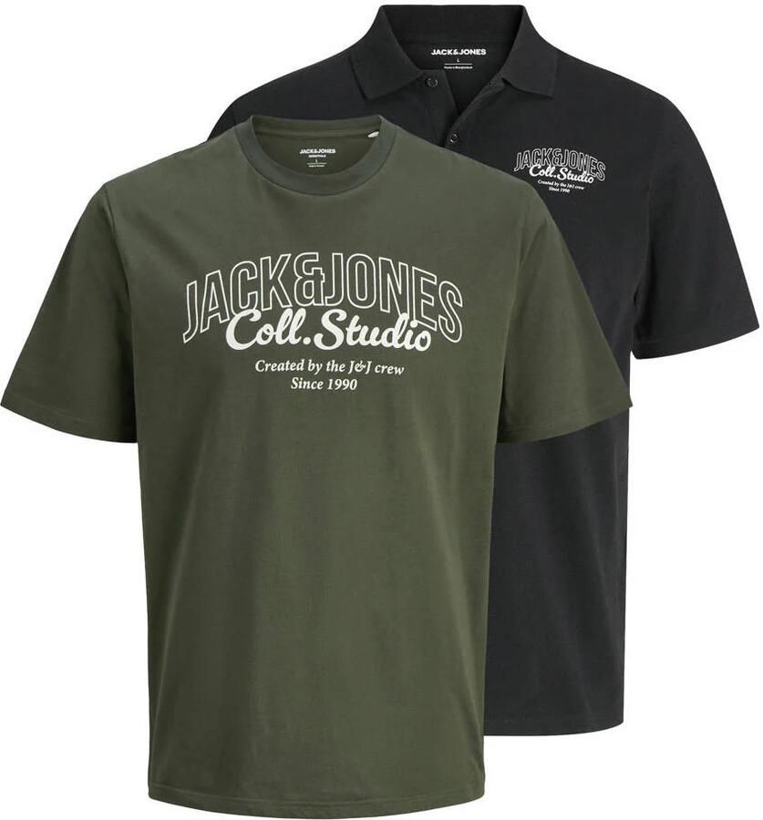 JACK & JONES PLUS SIZE regular T-shirt en polo (set van 2)