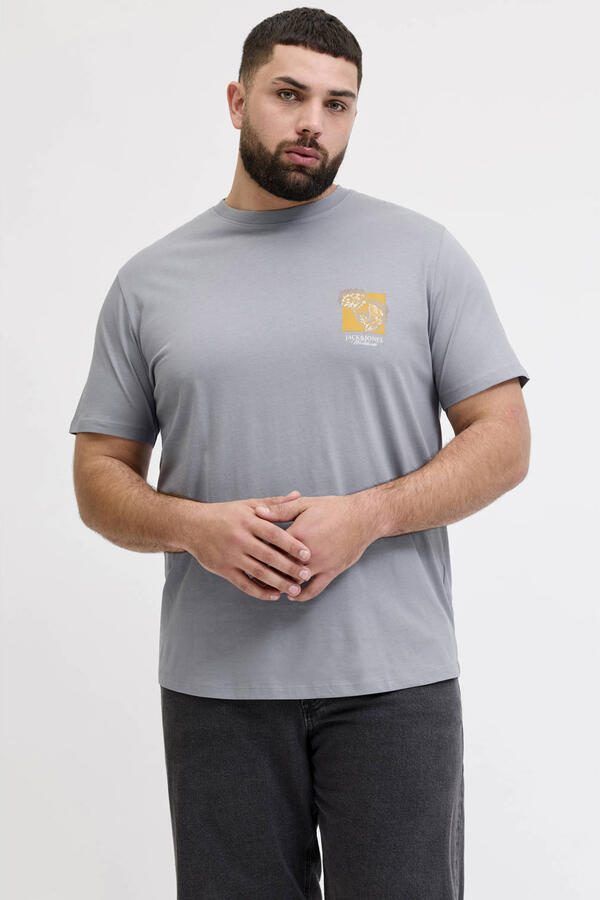 JACK & JONES PLUS SIZE regular T-shirt grijs