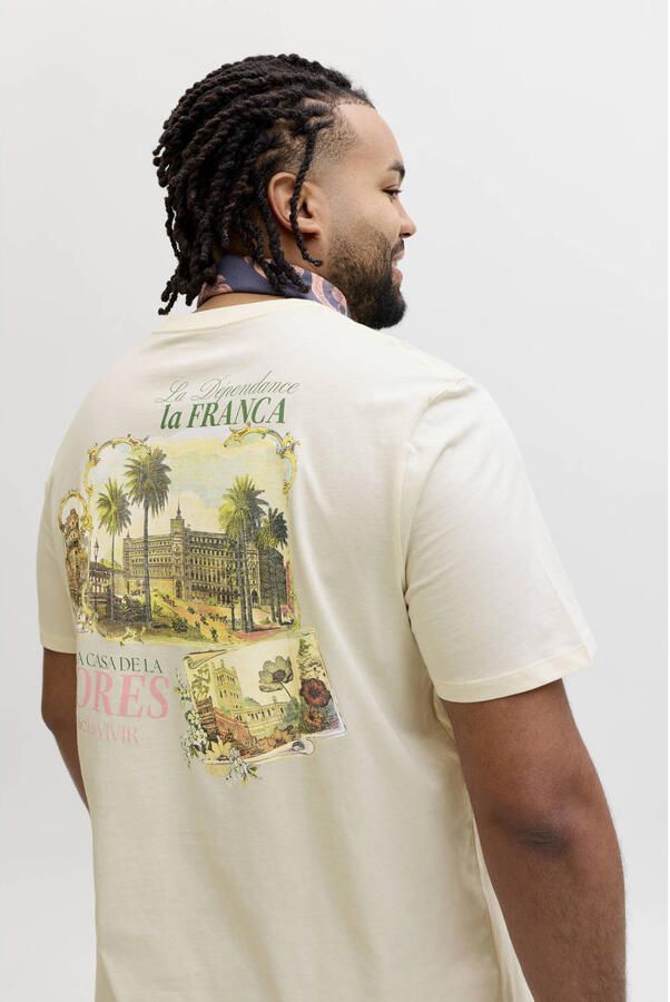 JACK & JONES PLUS SIZE regular T-shirt met backprint Plus Size ecru - Foto 3
