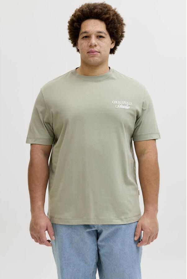 JACK & JONES PLUS SIZE regular T-shirt met backprint Plus Size groen