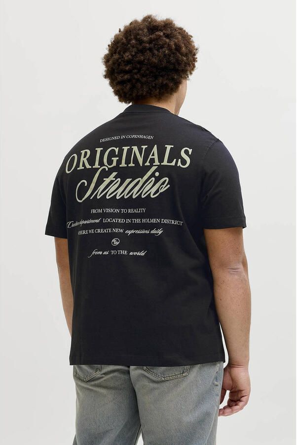 JACK & JONES PLUS SIZE regular T-shirt met backprint Plus Size zwart - Foto 2