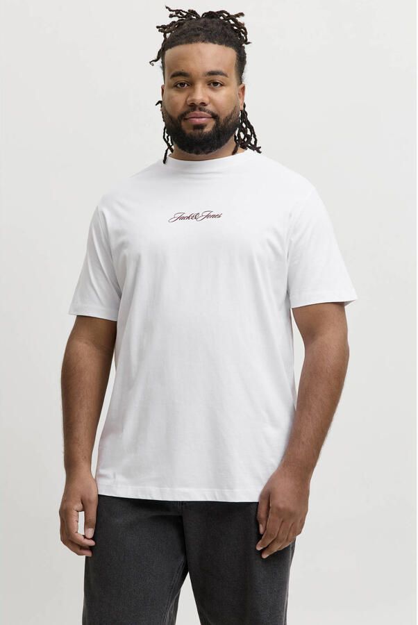 JACK & JONES PLUS SIZE regular T-shirt met backprint wit