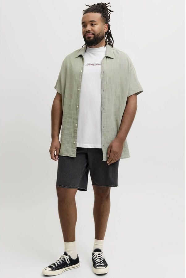 JACK & JONES PLUS SIZE regular T-shirt met backprint wit - Foto 3