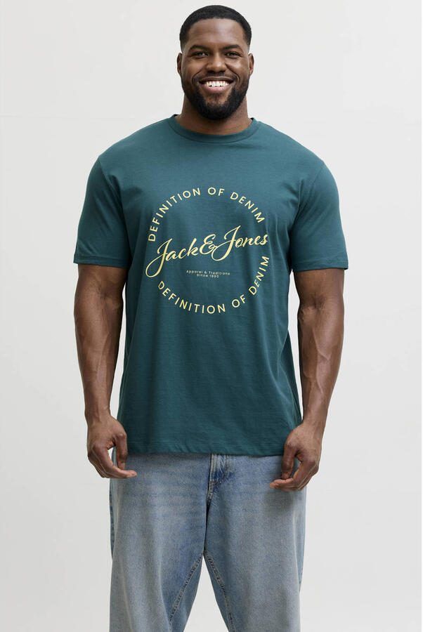 JACK & JONES PLUS SIZE regular T-shirt Plus Size blauw (set van 5)