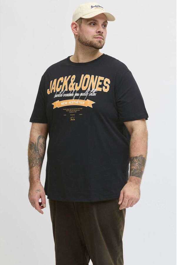 JACK & JONES PLUS SIZE regular T-shirt Plus Size zwart