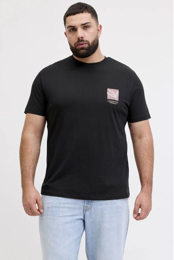 JACK & JONES PLUS SIZE regular T-shirt zwart