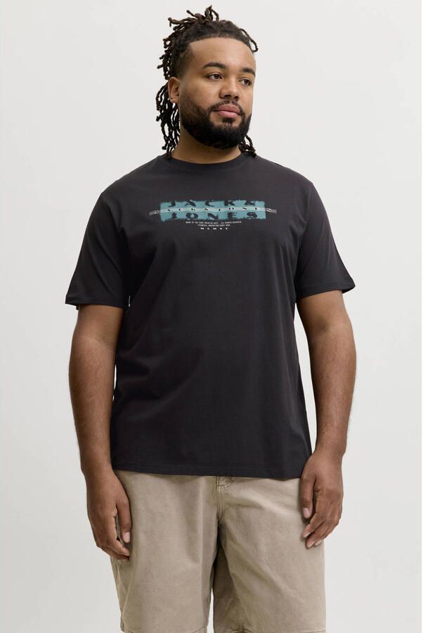 JACK & JONES PLUS SIZE regular T-shirt zwart