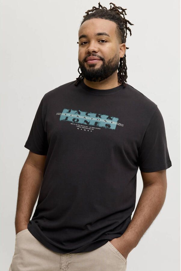 JACK & JONES PLUS SIZE regular T-shirt zwart - Foto 3