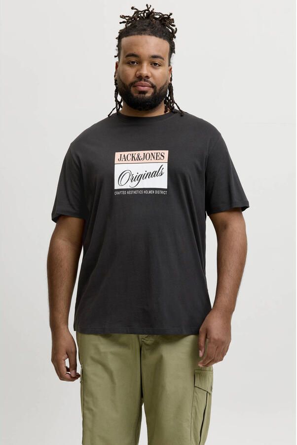 JACK & JONES PLUS SIZE regular T-shirt zwart