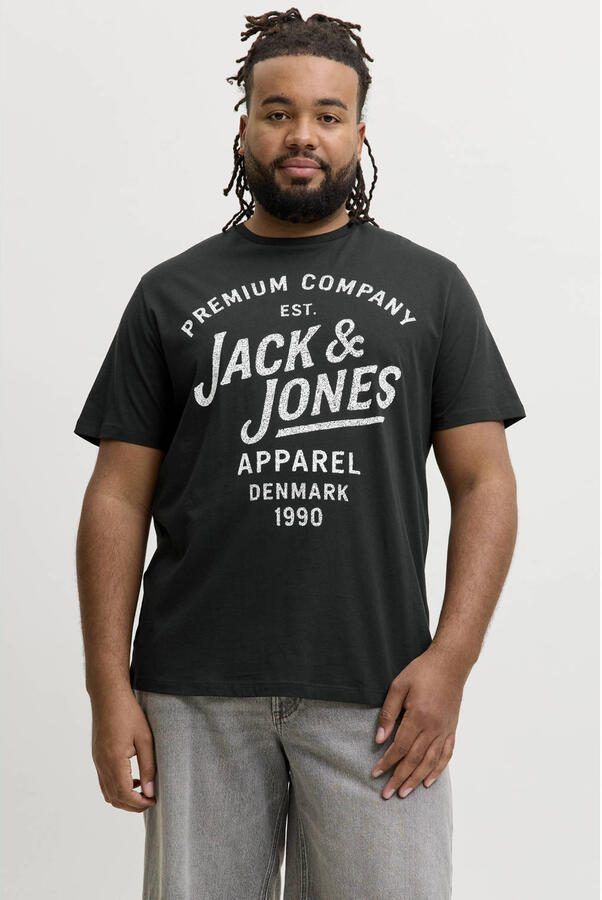 JACK & JONES PLUS SIZE regular T-shirt zwart