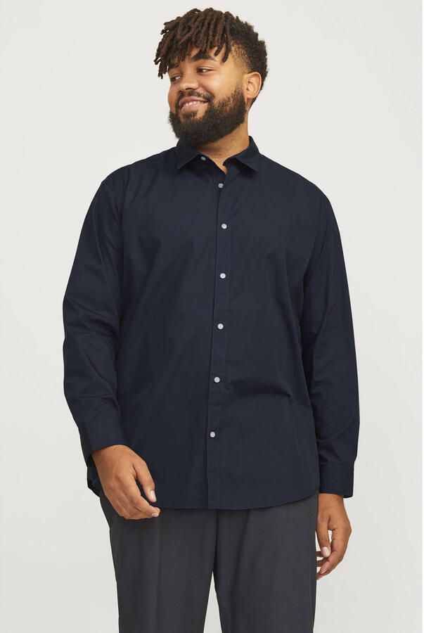 JACK & JONES PLUS SIZE regular zakelijk overhemd Plus Size donkerblauw