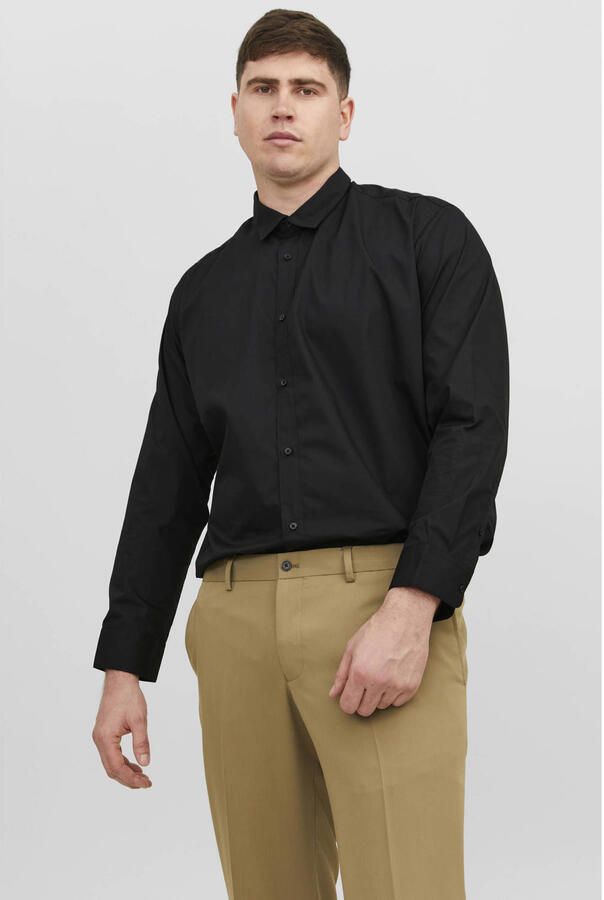 JACK & JONES PLUS SIZE regular zakelijk overhemd Plus Size zwart