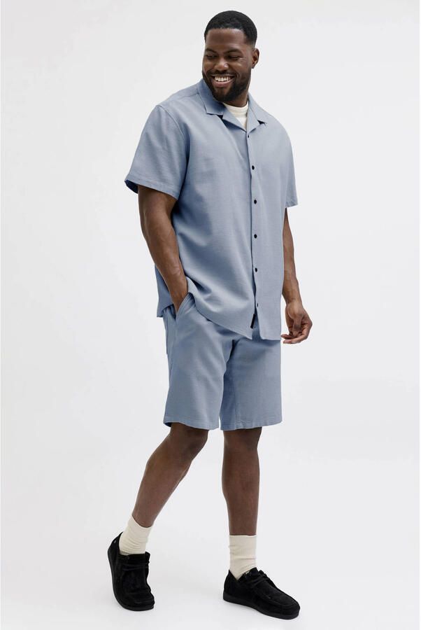 JACK & JONES PLUS SIZE relaxed casual overhemd met short blauw (set van 2) - Foto 3