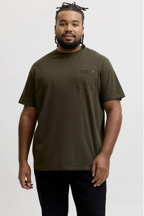 JACK & JONES PLUS SIZE relaxed fit T-shirt donkergroen
