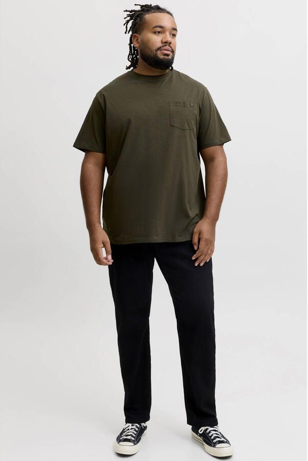 JACK & JONES PLUS SIZE relaxed fit T-shirt donkergroen - Foto 3