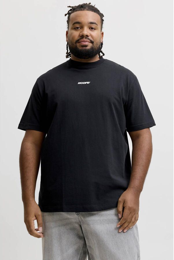 JACK & JONES PLUS SIZE relaxed fit T-shirt met backprint zwart