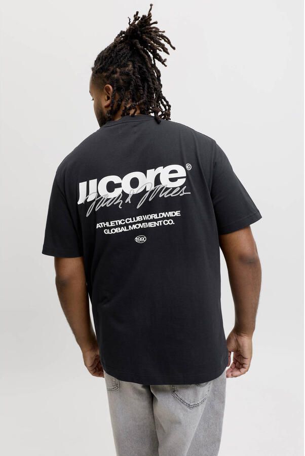 JACK & JONES PLUS SIZE relaxed fit T-shirt met backprint zwart - Foto 2