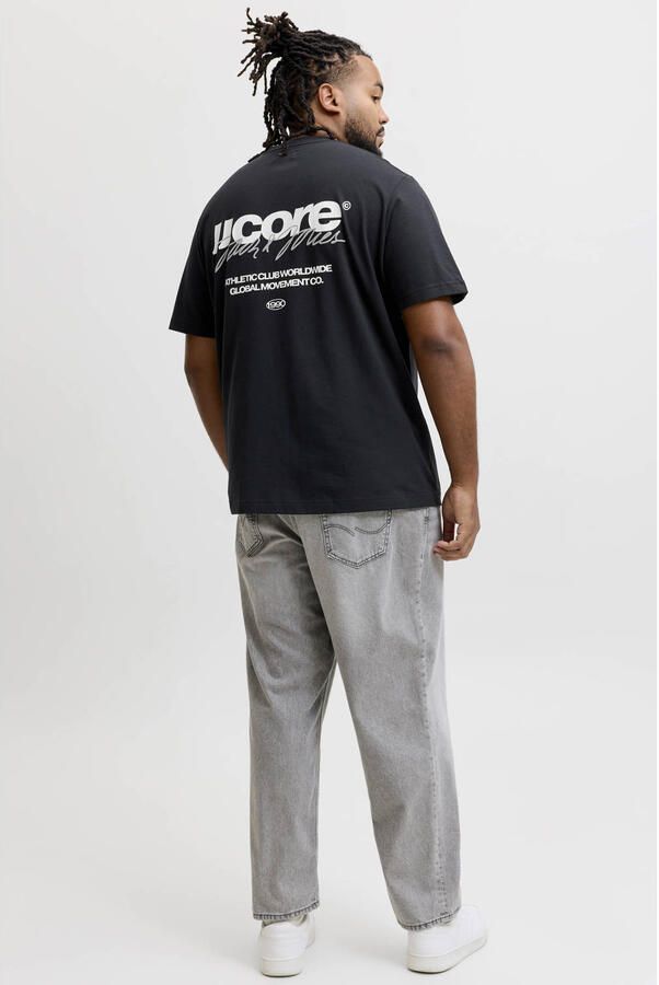 JACK & JONES PLUS SIZE relaxed fit T-shirt met backprint zwart - Foto 3