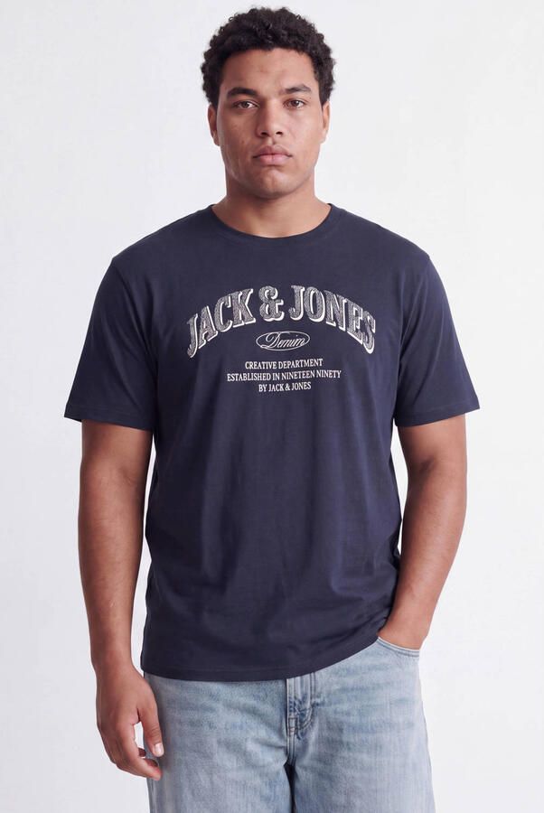 JACK & JONES PLUS SIZE relaxed fit T-shirt met print donkerblauw