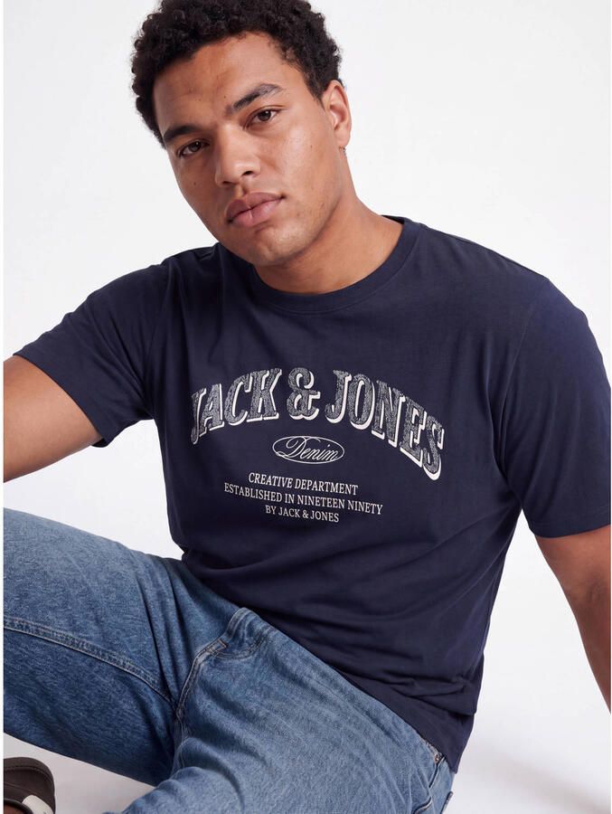 JACK & JONES PLUS SIZE relaxed fit T-shirt met print donkerblauw - Foto 2