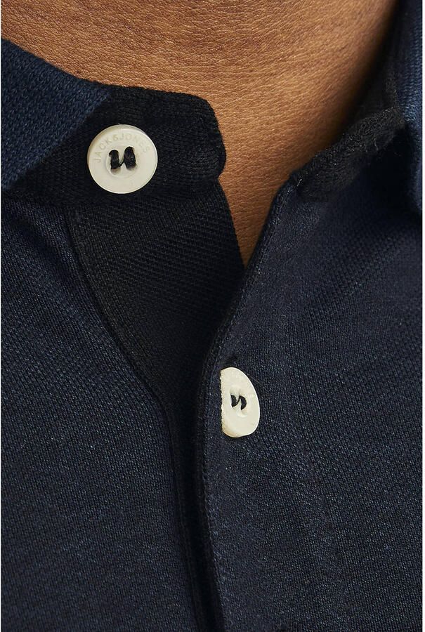 JACK & JONES PLUS SIZE slim fit polo JJEPAULOS Plus Size met contrastbies dak navy