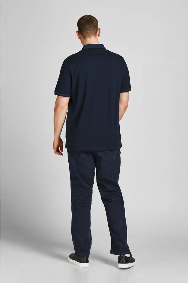 JACK & JONES PLUS SIZE slim fit polo JJEPAULOS Plus Size met contrastbies dak navy - Foto 2